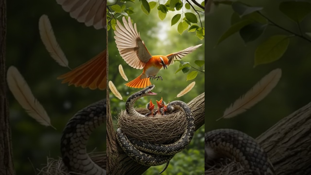 Snake vs Mom Bird 