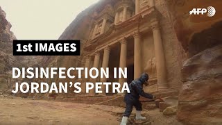 Disinfection of Jordan's archeological city of Petra to fight virus | AFP screenshot 1