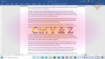 Ctrl Y & Z