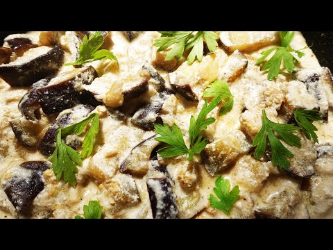Баклажаны тушеные в сметане с чесноком | #159