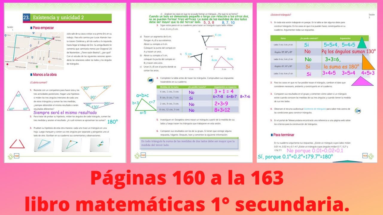 Páginas 160,161,162 y 163 libro de matemáticas 1° secundaria Existencia