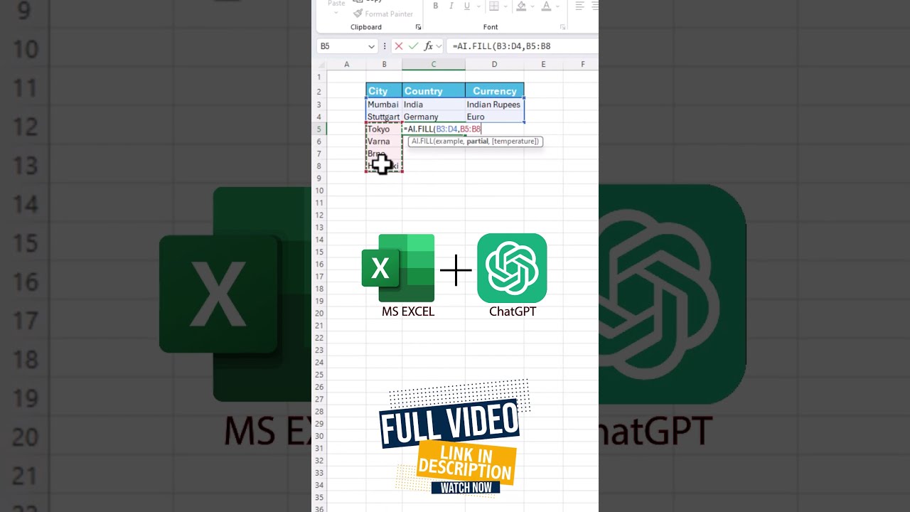 ChatGPT In Excel Shorts 2 Dataanalysis Excelfansonly Excelforbeginners Tutorial