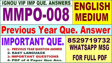 MMPO 008 Previous Year Question Paper in English | mmpo 008 important questions with answer