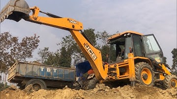 Loading Soil In Tractor And Tripper Dump JCB Backhoe 3DX Machine Ep 10