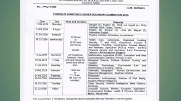 HS 4th Semester routine 2026 WBCHSE