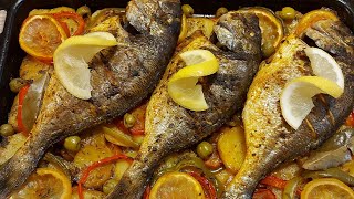 سمك بالخضار في الفرن كيجي👌 هائل سهل صحي ولذيذ مكتشبعوش منو😋