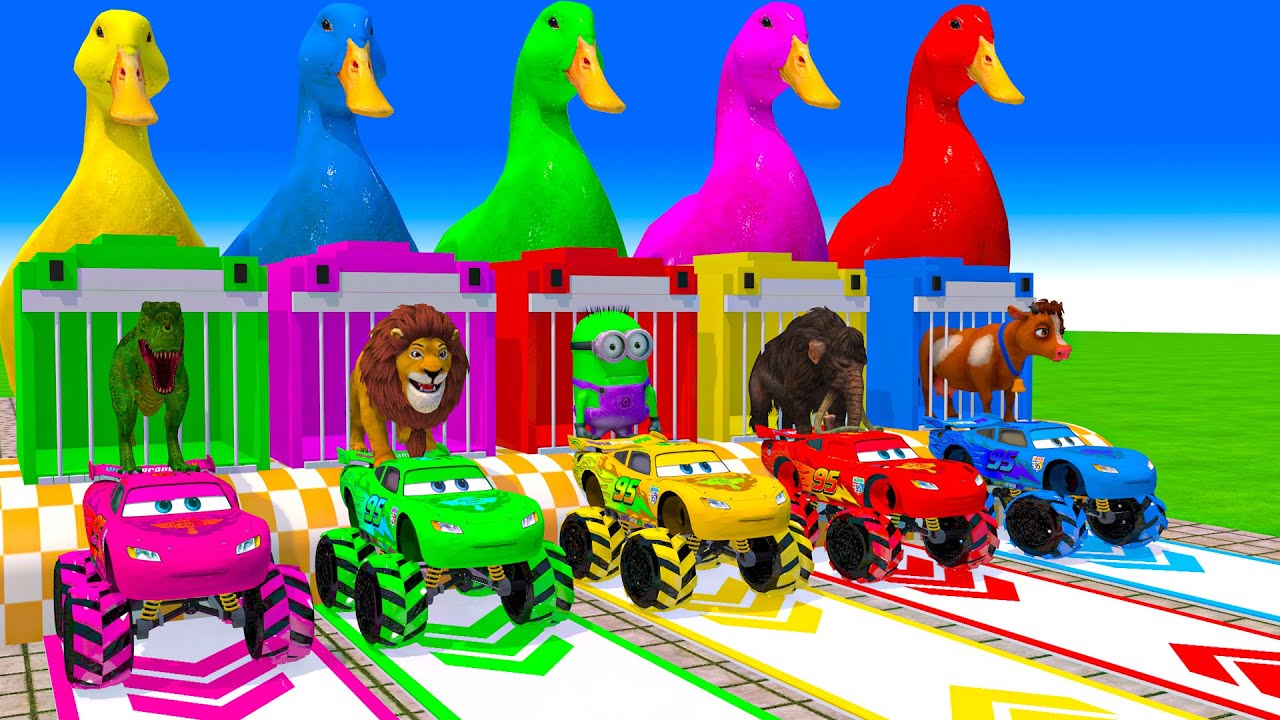 Long Slide Game With Elephant Gorilla Buffalo Hippopotamus Tiger - 3d Animal Game - Funny 3d Animals