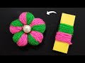 Super easy woolen flower making trick  hand embroidery amazing flower design