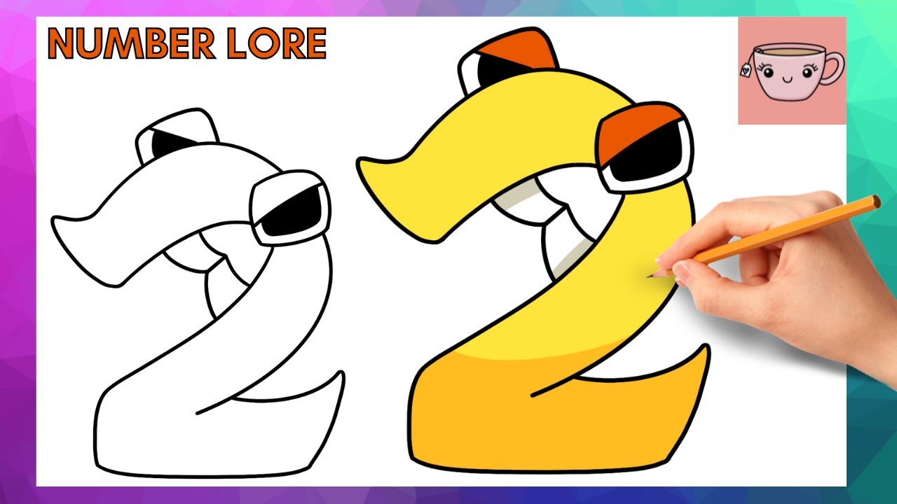 How To Draw Number Lore # 2 - Two Cute Easy Step By Step Drawing Tutorial  