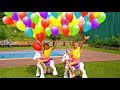 LAS RATITAS juegan con su UNICORNIO y aprenden con GLOBOS de COLORES!!