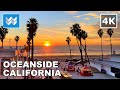 4k sunset at oceanside beach pier in san diego county california usa  walking tour 