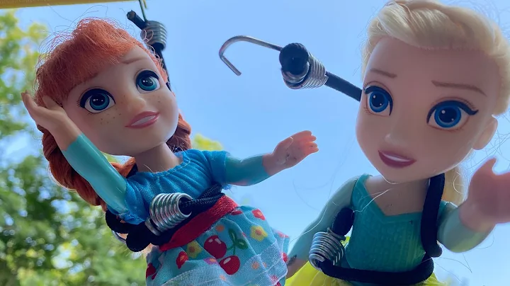 Zipline ! Elsa & Anna toddlers - Barbie - fun adventure -outdoor fun