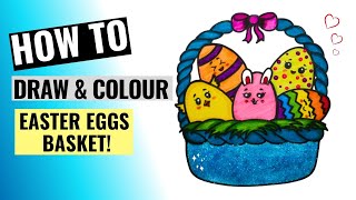 How to Draw and Colour an Easter Egg Basket: Fun for Kids! Easy Easter Drawings #easteregg