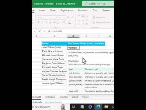 Text Split function in Excel 365 - YouTube