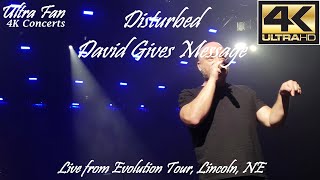 Disturbed - David Gives Message To Crowd Live from Evolution Tour Lincoln