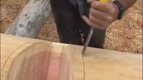 Scoring a Saddle Notch for Log Cabin Construction