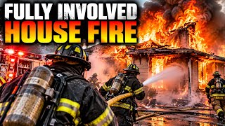 Firefighters Battle Fully Involved House Fire | Residential Structure Fire Response