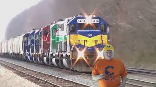 CSX Heritage Unit Meets CSX Freight Train! 2 Mile Long Train In The Snow! CSX DPU Alrights Much More