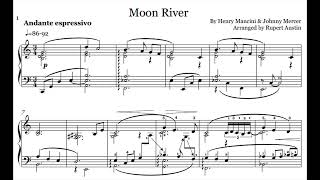 Moon River. Arranged for solo piano, with music sheet