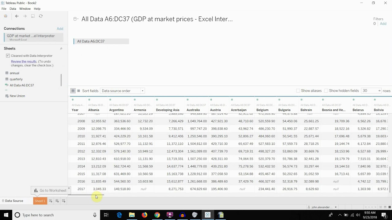 Tableau In Two Minutes - Using The Data Interpreter To Clean Data