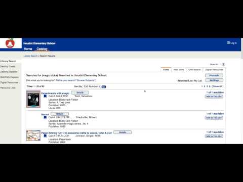 How to search Houdini Elementary School's Destiny Online Catalog