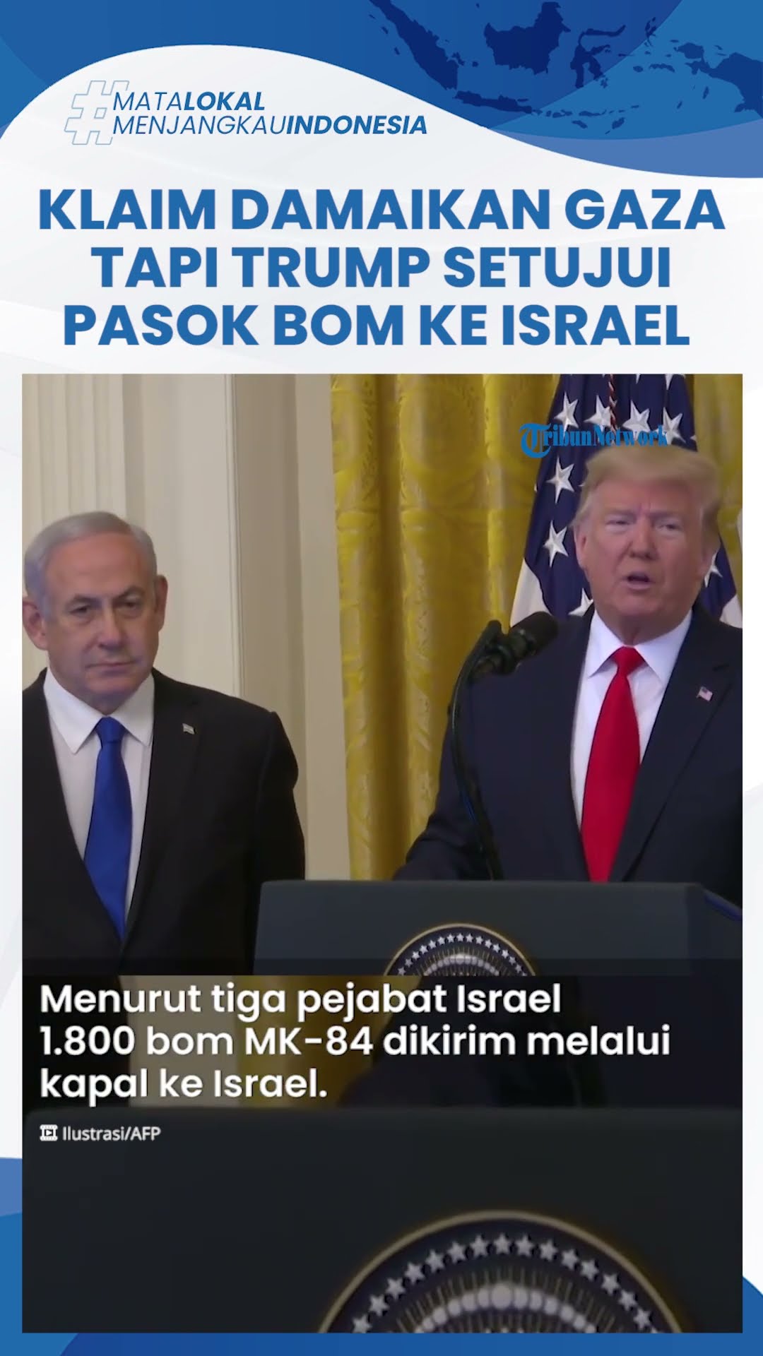 Donald Trump Klaim Damaikan Gaza, Tapi Tetap Setujui Pasok Bom Mematikan 2.000 Pon ke Israel