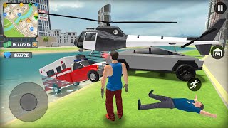 Flying Police Helicopter Tesla Truck Ambulance and Motorbike Open City Simulator - Android Gameplay. screenshot 4