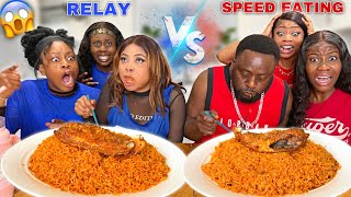 *FAMILY GOT INTO AN ARGUMENT BECAUSE OF THIS... RELAY SPEED EATING CHALLENGE!! + JOLLOF RICE & FISH