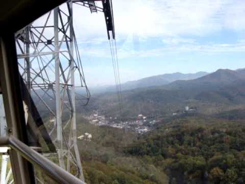 Aerial Tramway ride Gatlinburg Tennessee in Autumn