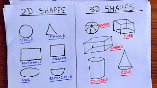 Math Shapes Drawing 2D / Maths 2D Shapes / 3D Shapes Drawing easy