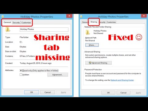 Sharing tab is missing in Windows Folder Properties - Fixed
