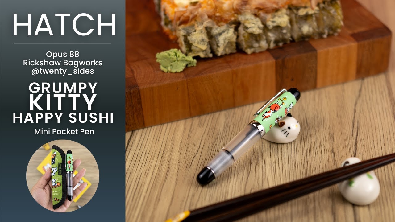 Opus 88 × @twenty_sides Grumpy Kitty, Happy Sushi Fountain Pen
