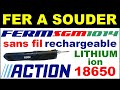 Fer a souder ferm sgm1014 action rechargeable sans fil batterie lithium ion 18650 parkside