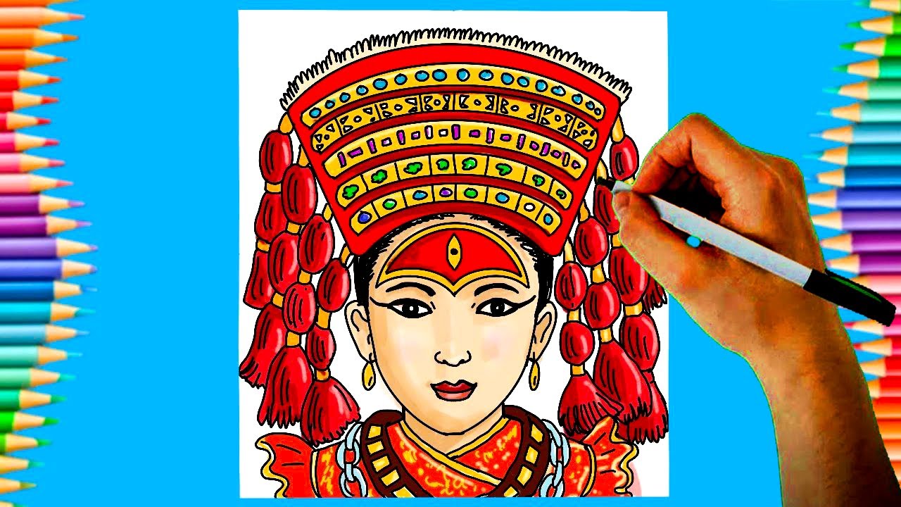 How To Draw Kumari Drawing And Coloring Step By Step Drawing Living How To Draw Kumari Drawing And Coloring Step By Step Drawing Living