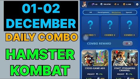 HAMSTER KOMBAT GAMEDEV DAILY COMBO | HAMSTER KOMBAT DAILY COMBO | 01 DECEMBER HAMSTER DAILY COMBO |