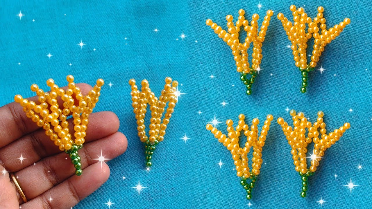 Beaded Champak Flower | Yellow Sampige Flowers चम्पा फूल  | ಸಂಪಿಗೆ ಹೂವು | Beads Flower | DIY Craft 