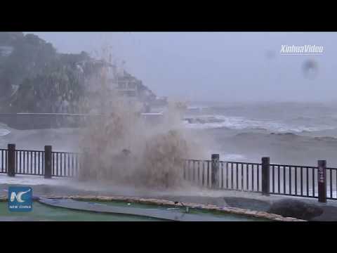 Typhoon Lekima makes landfall in Wenling, China