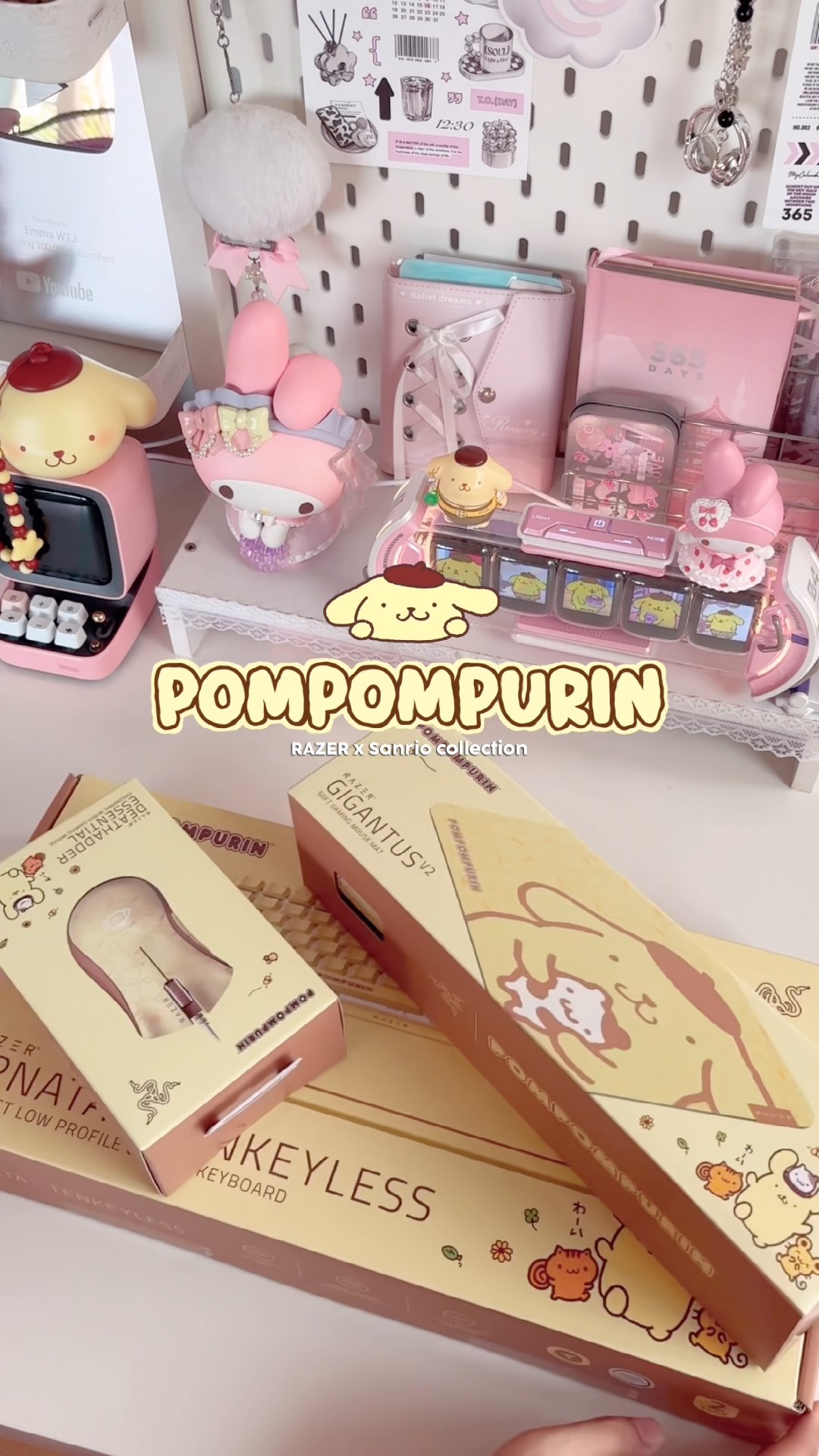 Razer X Pompompurin Gaming Set 🤎💛 #kawaii #desksetup #unboxing