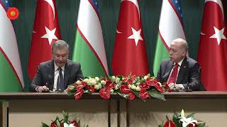 Cumhurbaşkanı Erdoğan, Özbekistan Cumhurbaşkanı Mirziyoyev ile ortak basın toplantısında konuşuyor