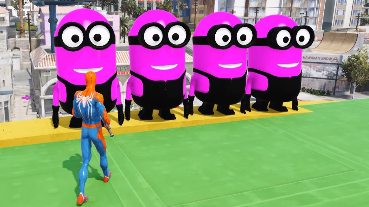 GTA 5 Epic Ragdolls RED SPIDERMAN VS RED MINION VS GREEN MINIONEuphoria Physics & Funny Fails (03)