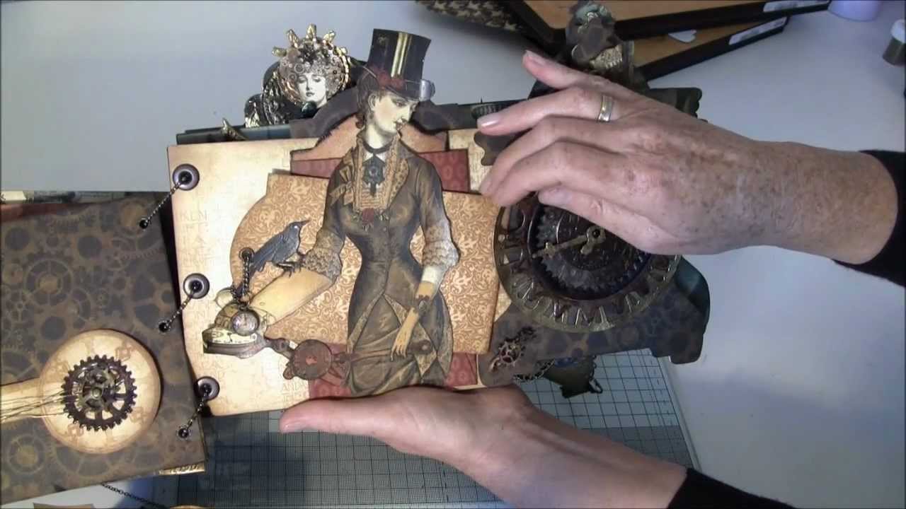 3ds Custom die G45 Steampunk debutante mini album part 1