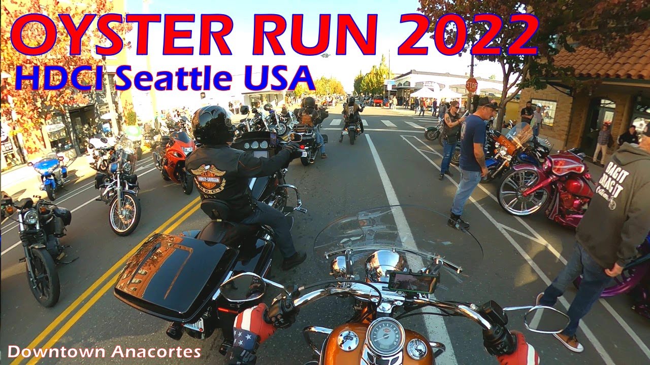 V184 HDCI Seattle USA Riding ke OYSTER RUN 2022 Downtown Anacortes