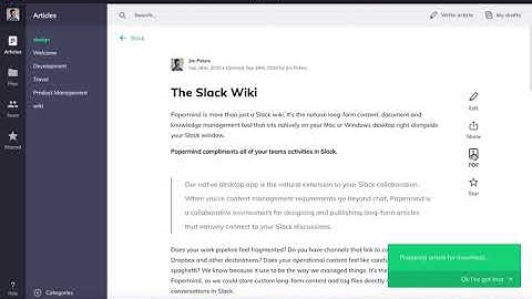 Exporting articles from Papermind - Your Slack Wiki