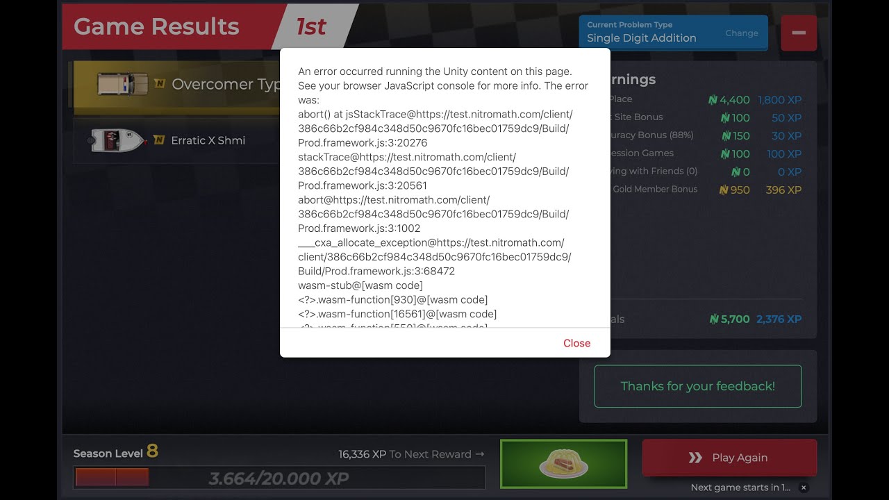 Nitro Math Client Error?!?!
