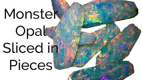 Massive solid rough opal sliced apart into pieces. Why?