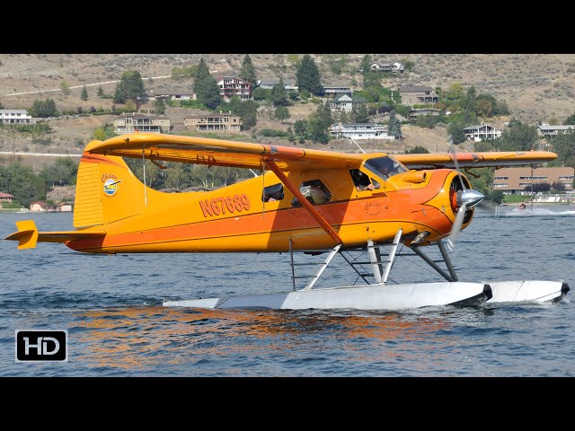 DeHavilland DHC-2 Beaver floatplane landing on Lake Chelan