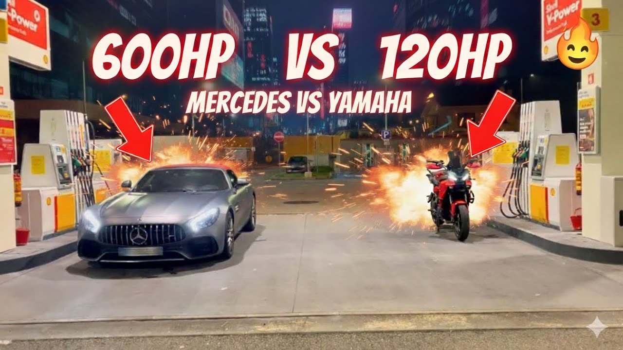 MERCEDES AMG GT V8 BI-TURBO VS YAMAHA TRACER 9