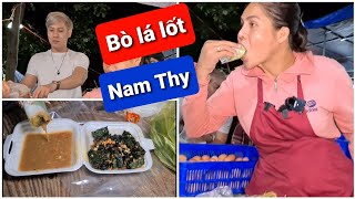 Trai đẹp Tú Đặng phụ bán, DIVA Cát Thy review bò lá lốt Nam Thy | Bánh tráng trộn Cát Thy