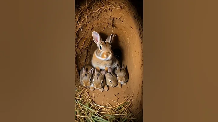 Mother rabbit saves her babies from a snake