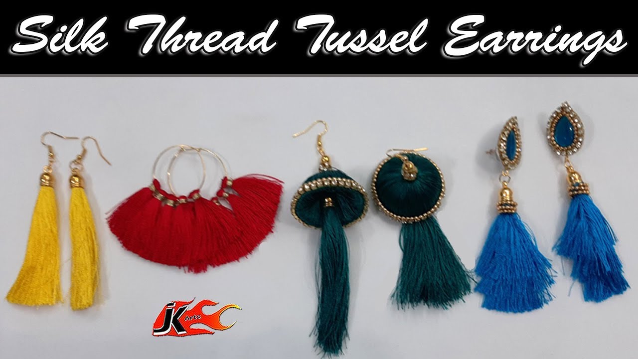 シルバー タタキ 醒獅と唐草 手作り 4 Tassel earrings | How to make silk thread Tassel earrings
